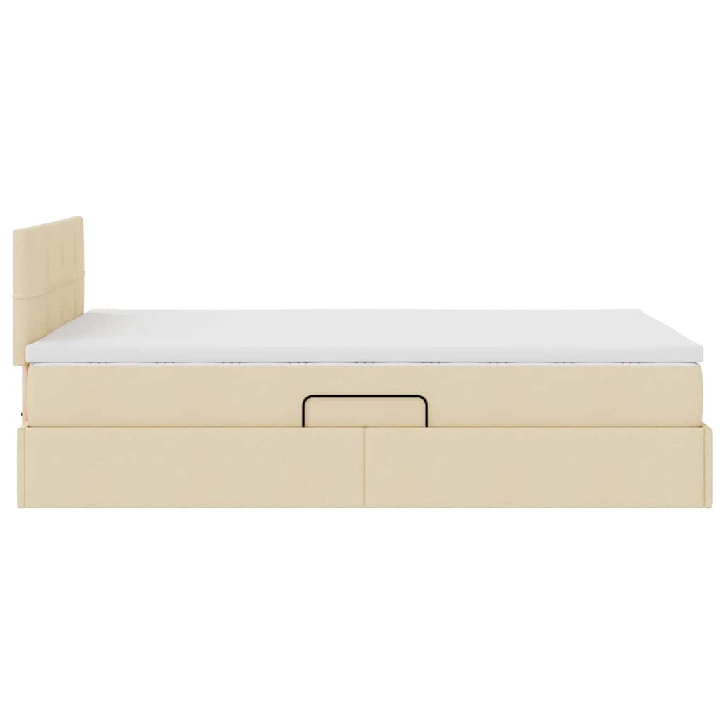 Letto con luci a strisce a LED Crema 120 x 200 cm Tessuto