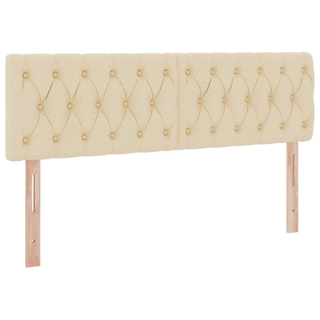 Letto con luci a strisce a LED Crema 140 x 200 cm Tessuto