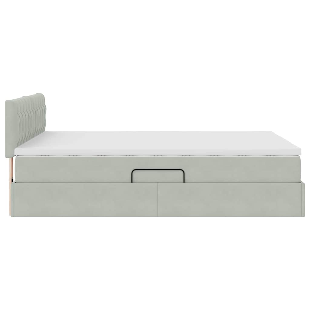 Letto con testiera Grigio chiaro 140 x 200 cm Velluto