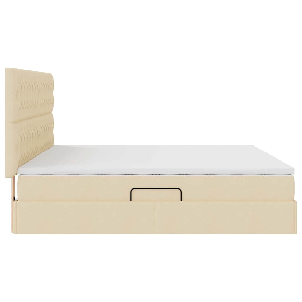 Letto con contenitore e materasso Crema 200 x 200 cm Tessuto | homemem39