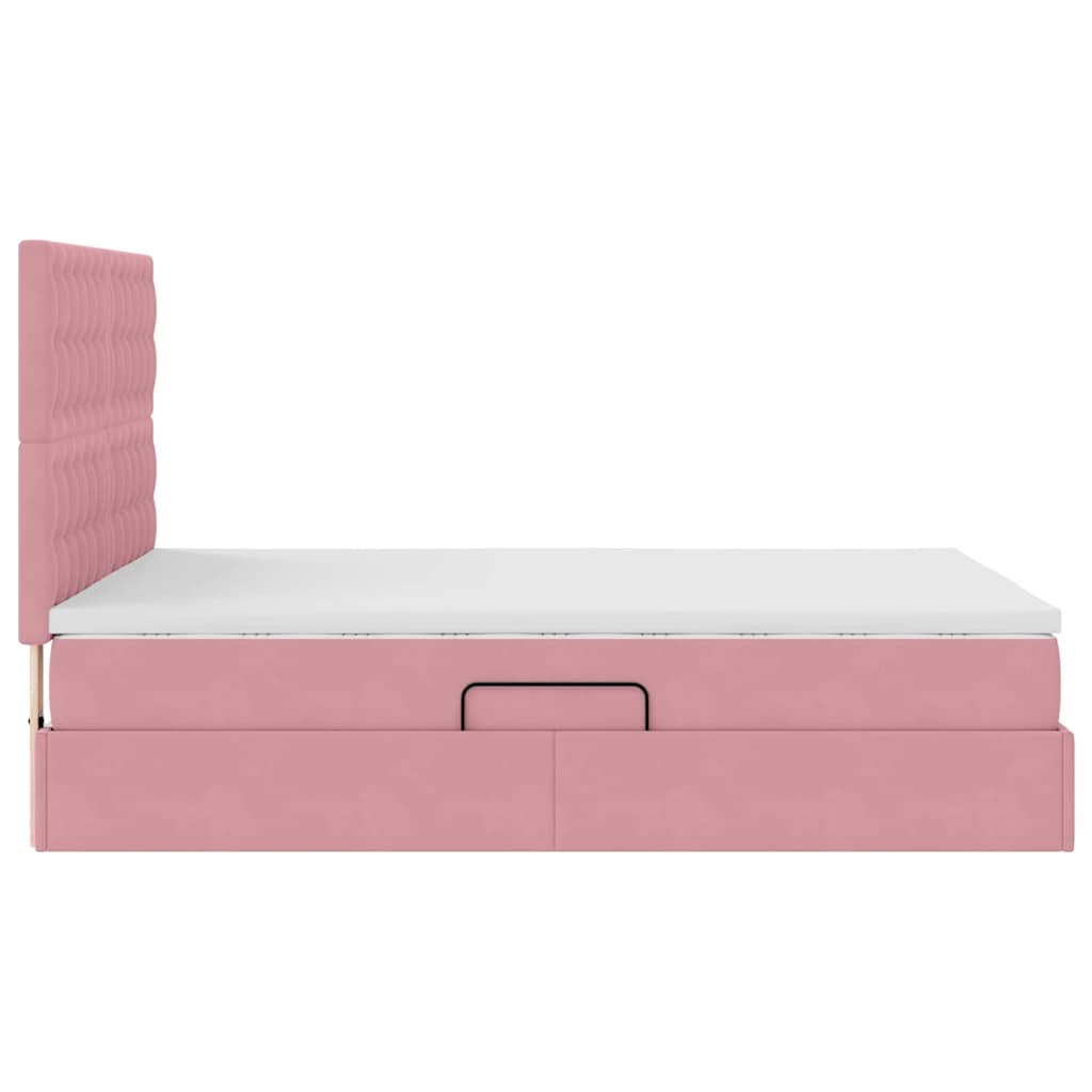 Letto con contenitore e materasso Rosa 140 x 190 cm Velluto