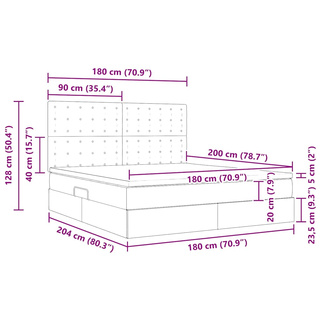 Letto con luci a strisce a LED Nero 180 x 200 cm PVC