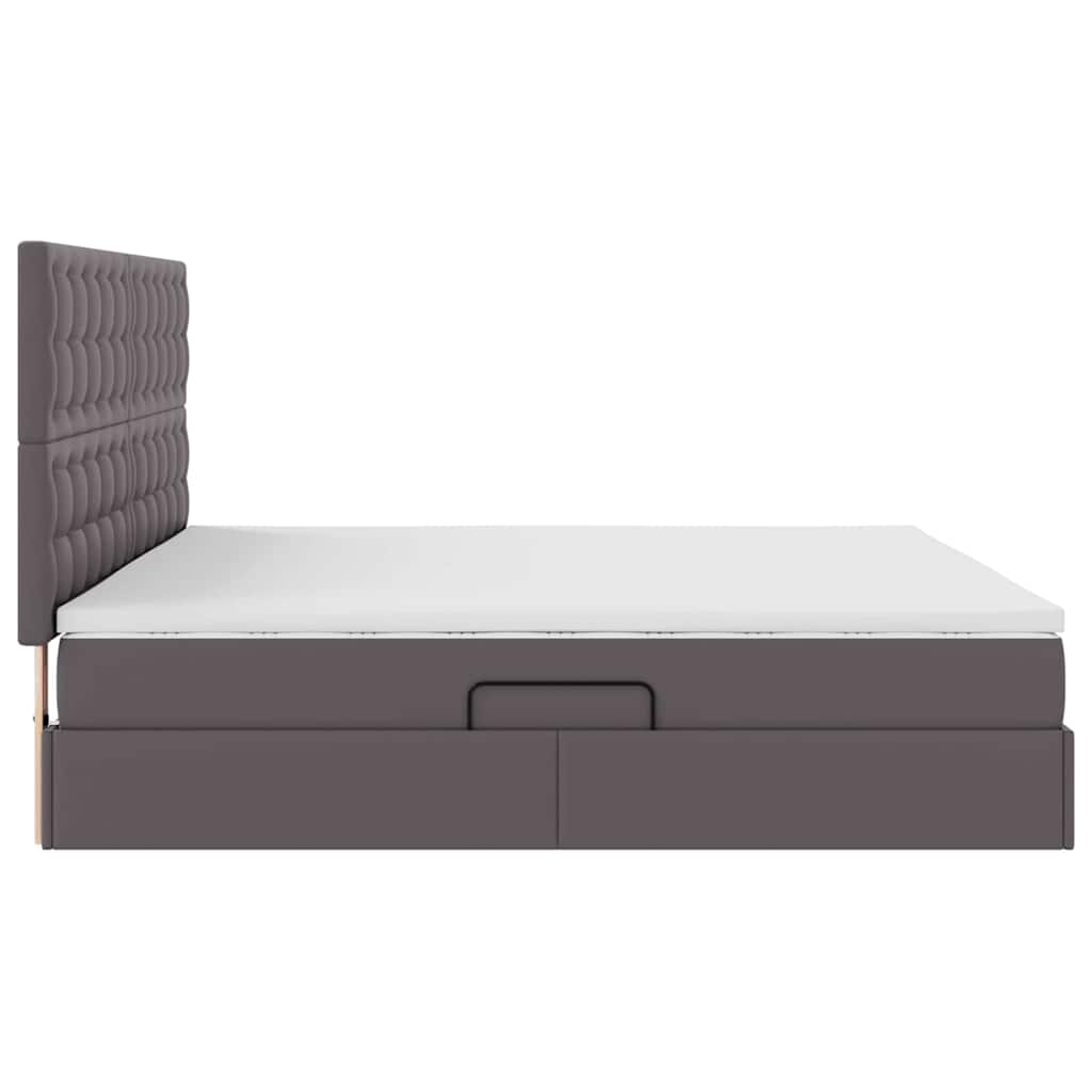 Letto con luci a strisce a LED Grigio 200 x 200 cm PVC