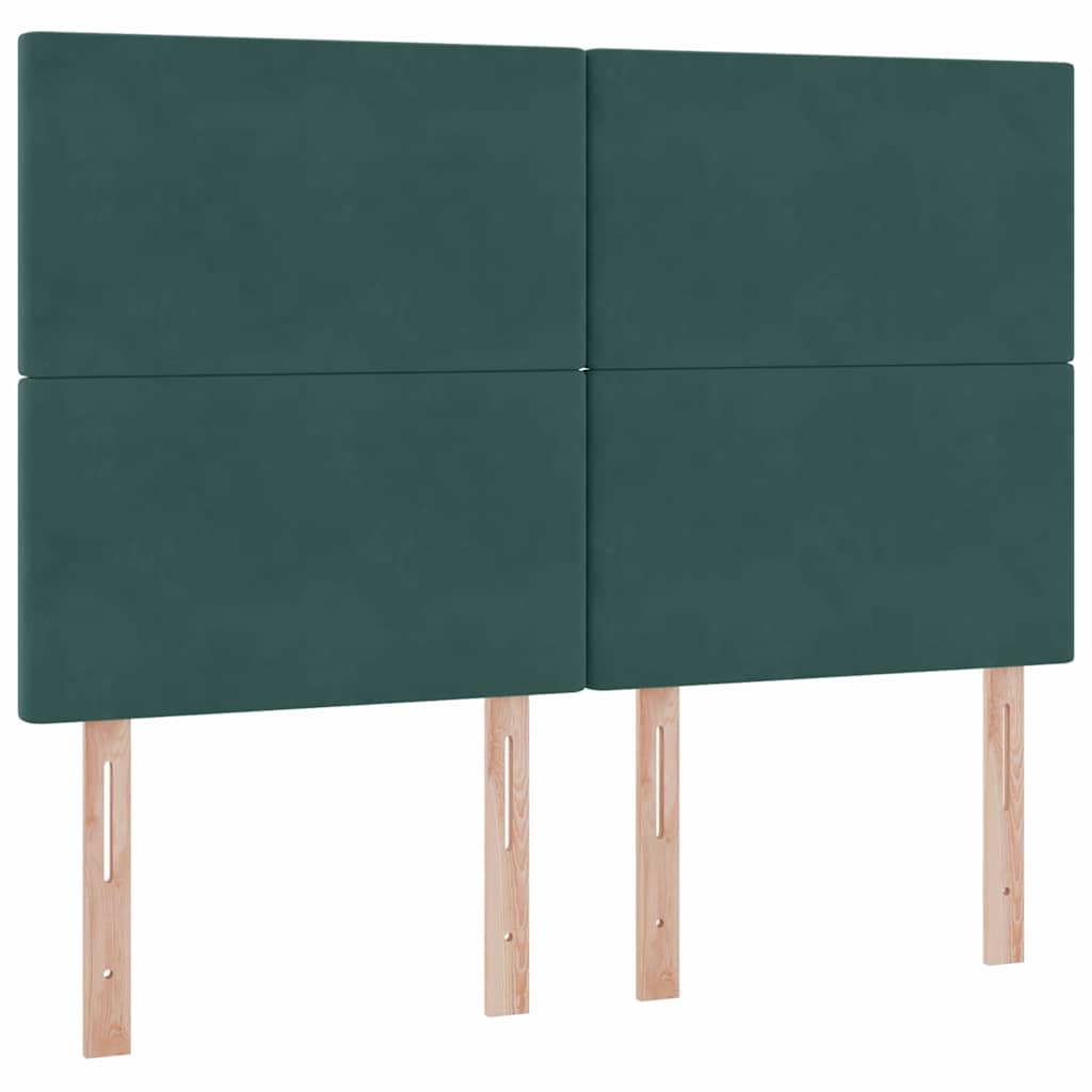 Letto con luci a strisce a LED Verde Scuro 140 x 190 cm Velluto