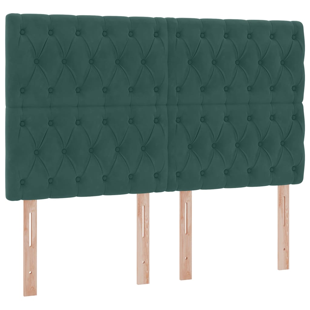 Letto con luci a strisce a LED Verde Scuro 140 x 200 cm Velluto