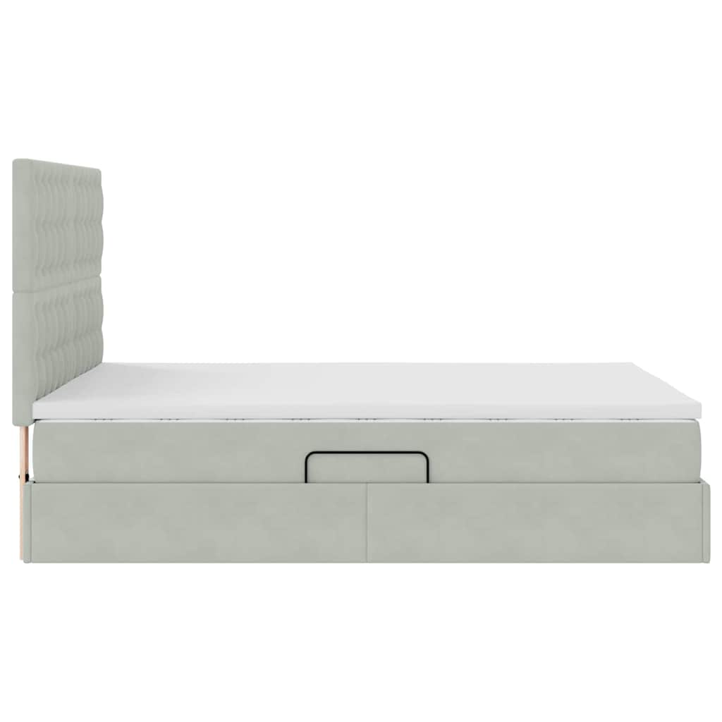 Letto con testiera Grigio chiaro 140 x 190 cm Velluto