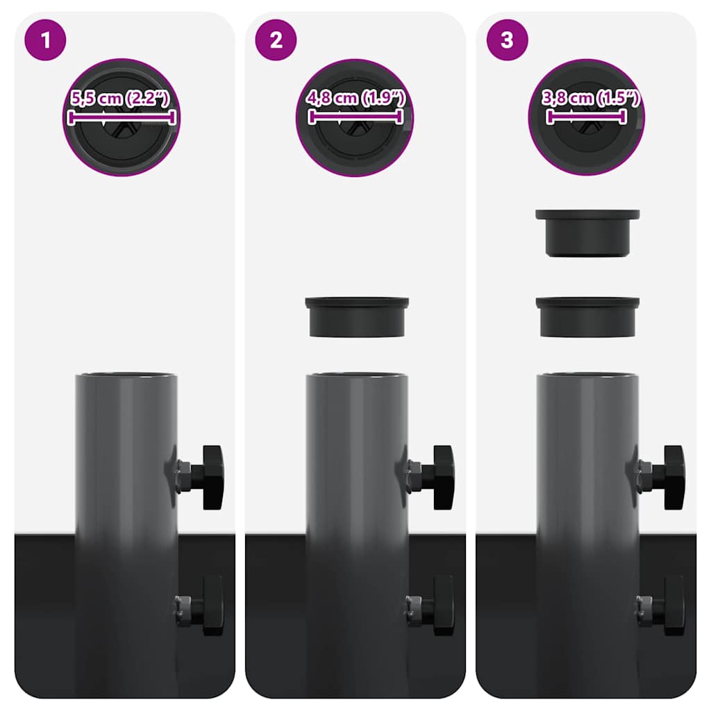 Base per Parasol con Vaso Antracite 45 x 45 x 45 cm Acciaio