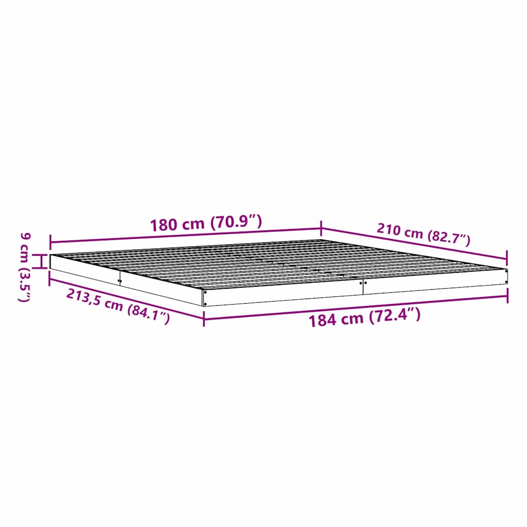 Struttura letto a terra Naturale 213.5 x 104 x 9 cm