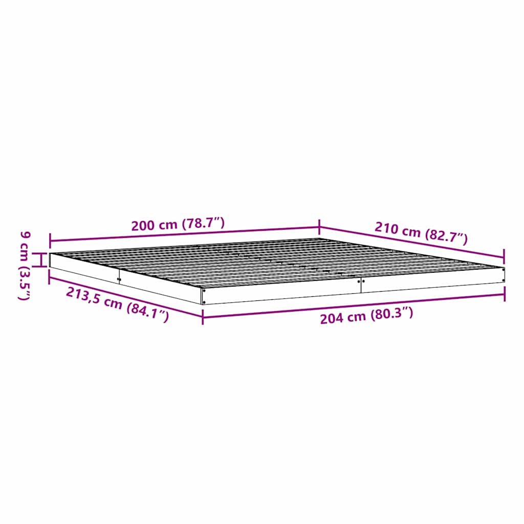 Struttura letto a terra Naturale 213,5 x 204 x 9 cm | homemem39