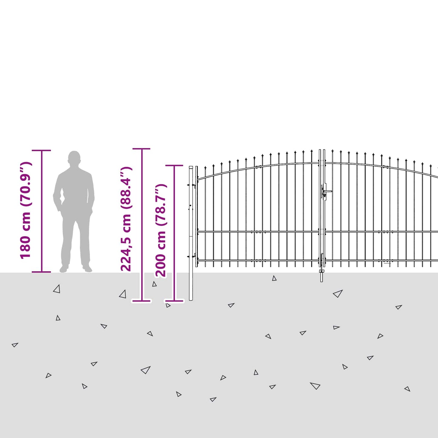 Cancello da giardino Nero 100 x 400 cm Acciaio