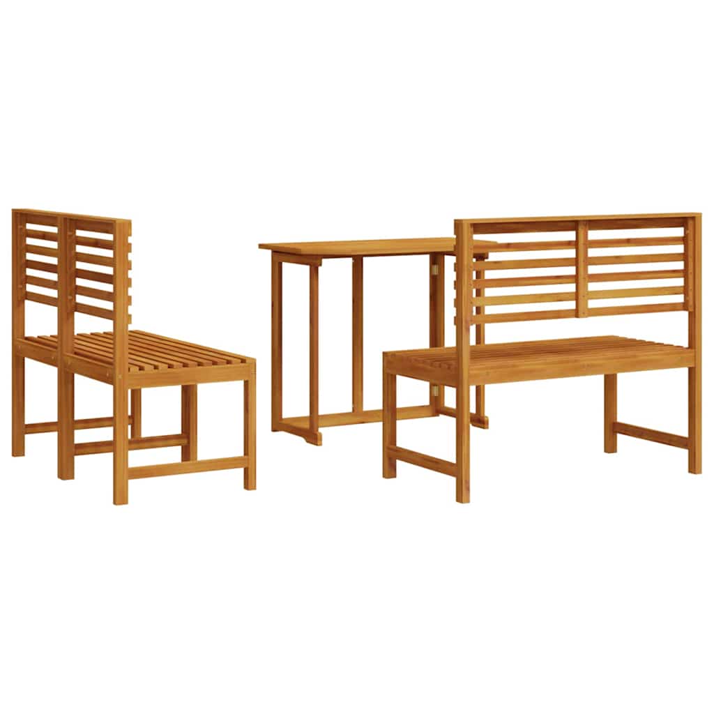 Set Bistro da Giardino 3 pcs Marrone legno massello di acacia