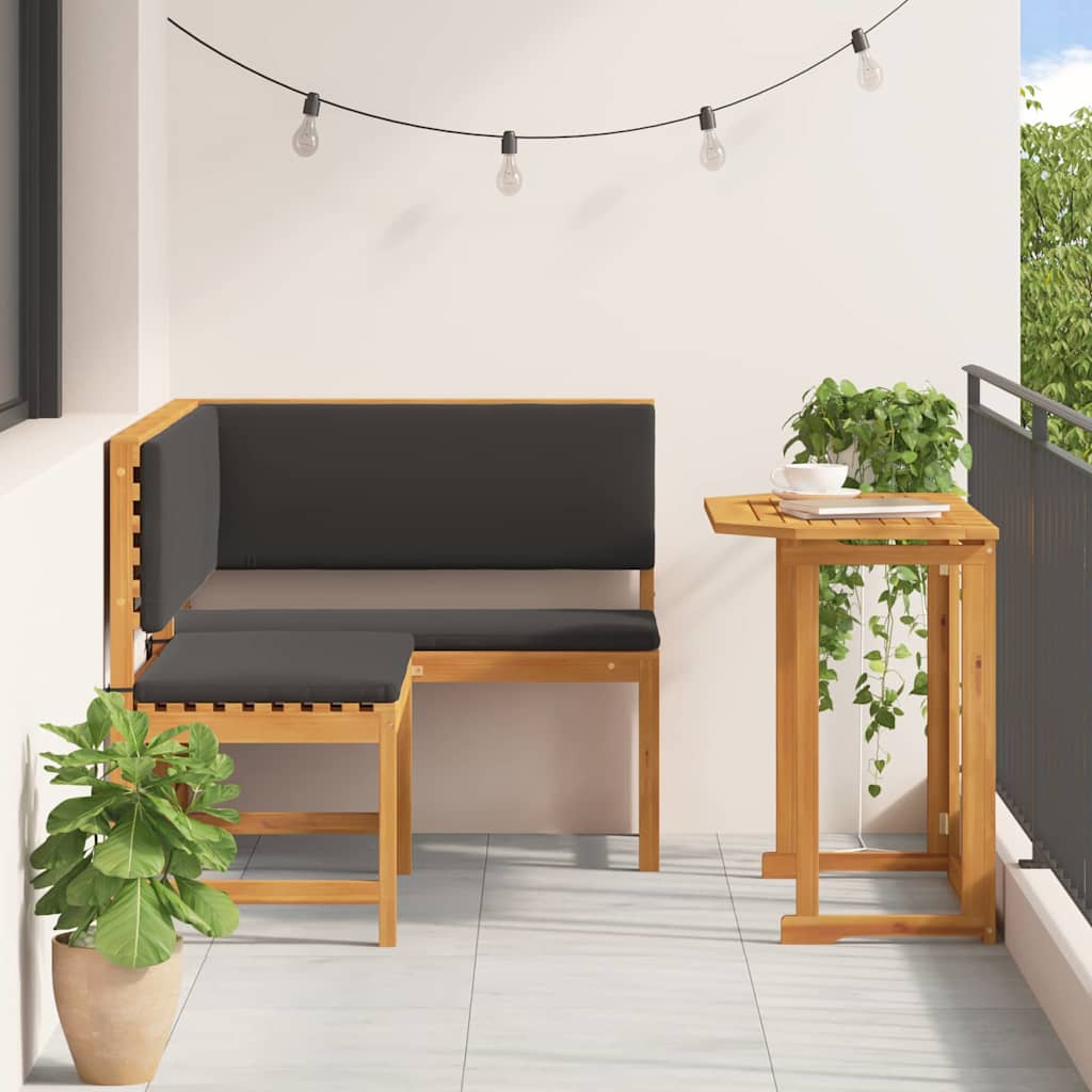 Set Panchina da Giardino 2 pcs Marrone legno massello di acacia
