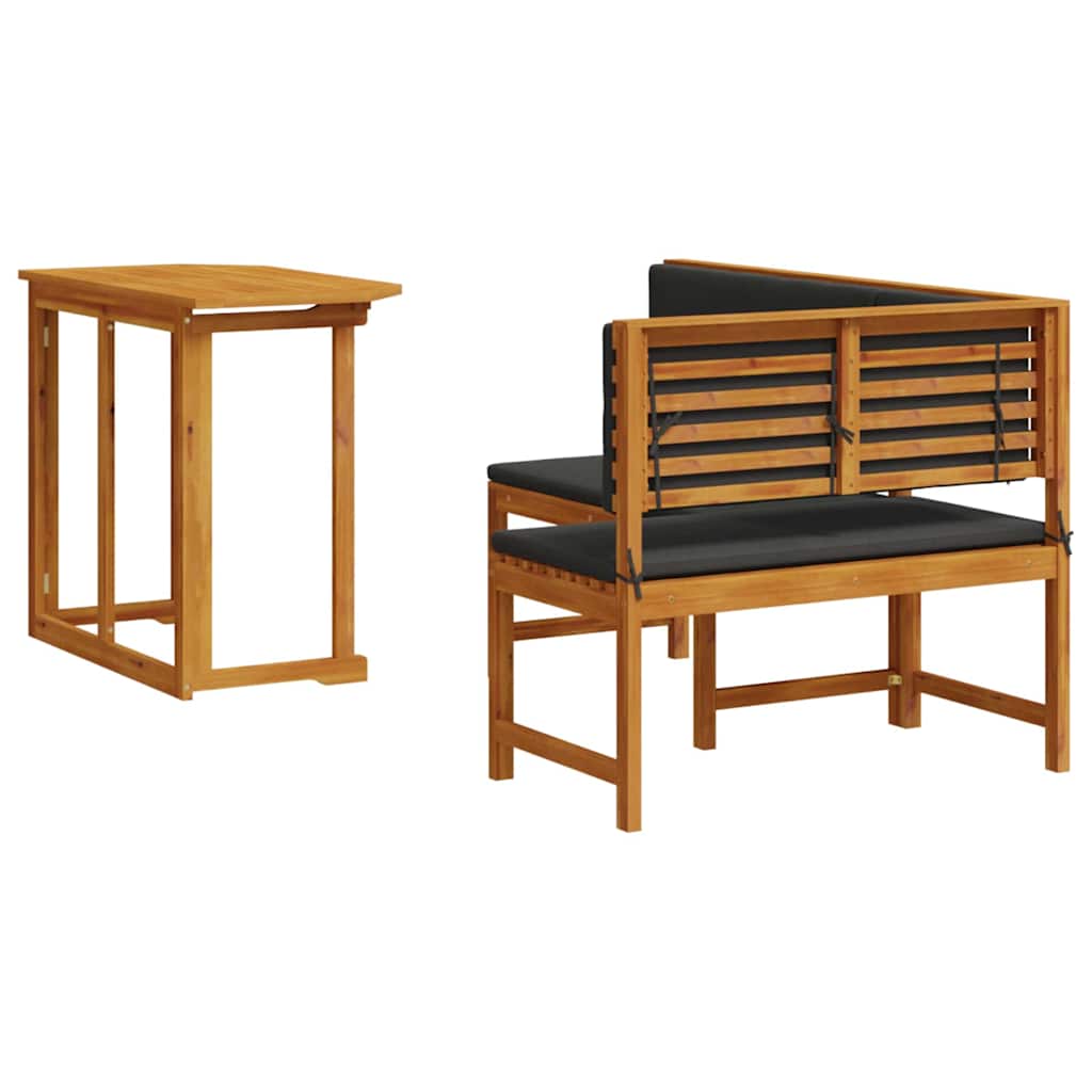 Set Panchina da Giardino 2 pcs Marrone legno massello di acacia