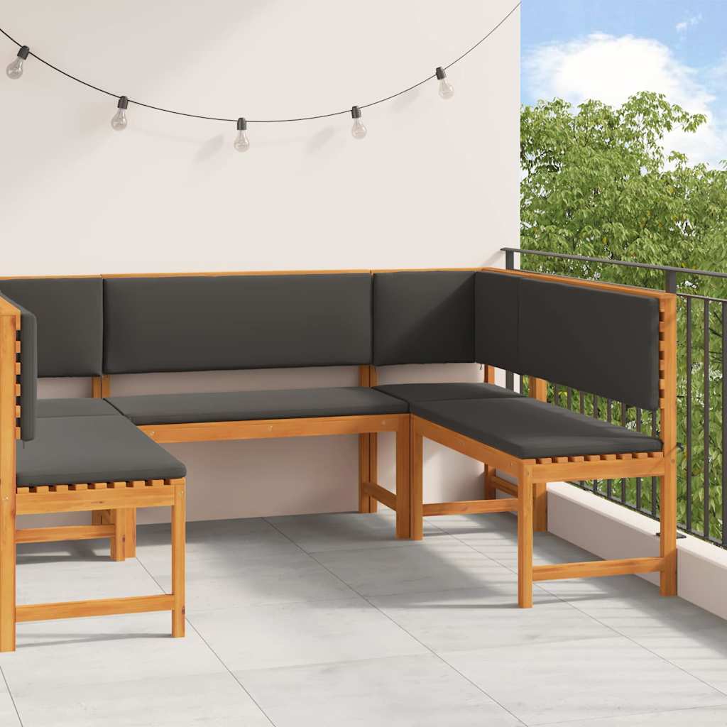 Set Panchina da Giardino 5 pcs Marrone legno massello di acacia