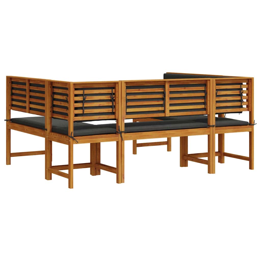 Set Panchina da Giardino 5 pcs Marrone legno massello di acacia