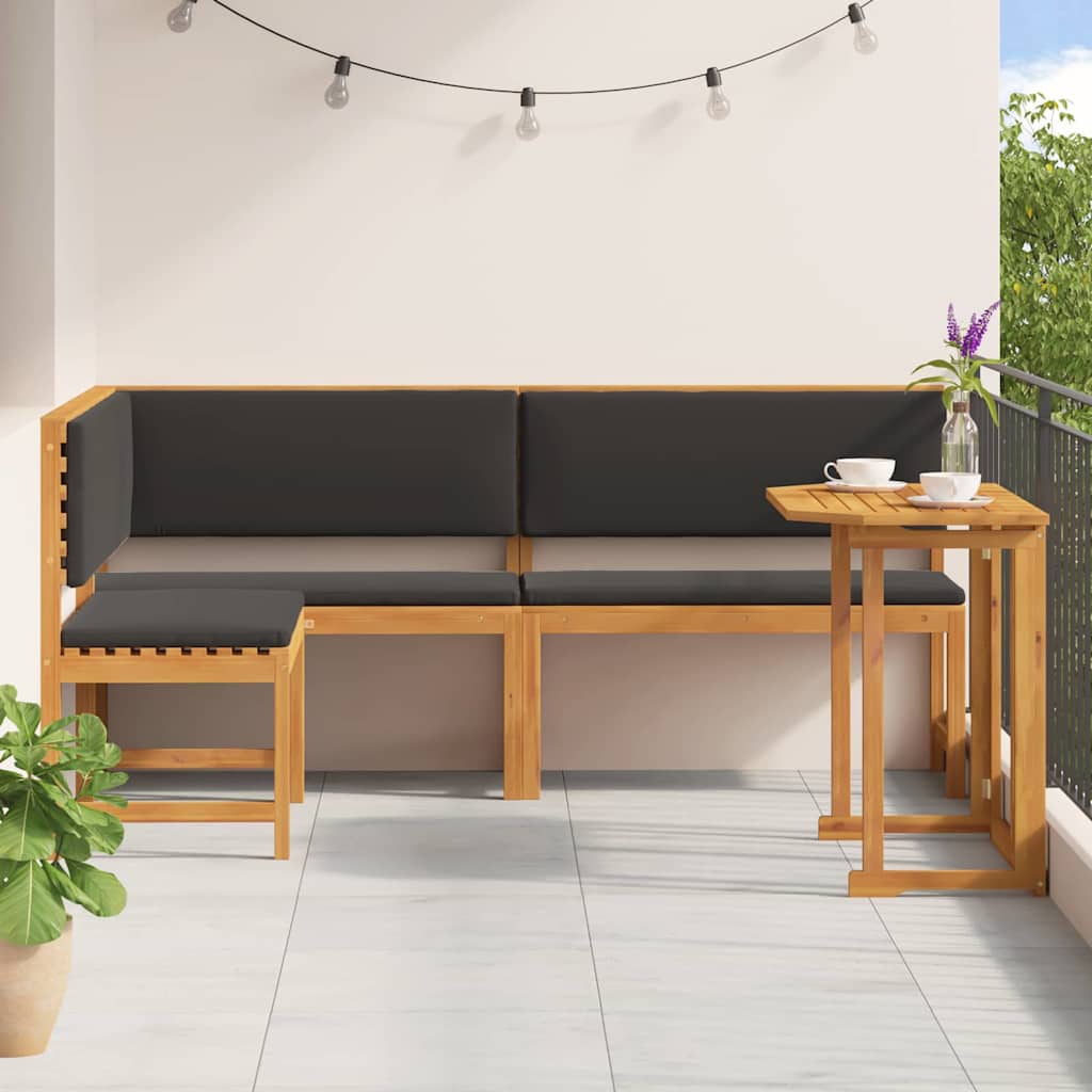 Set Panchina da Giardino 3 pcs Marrone legno massello di acacia