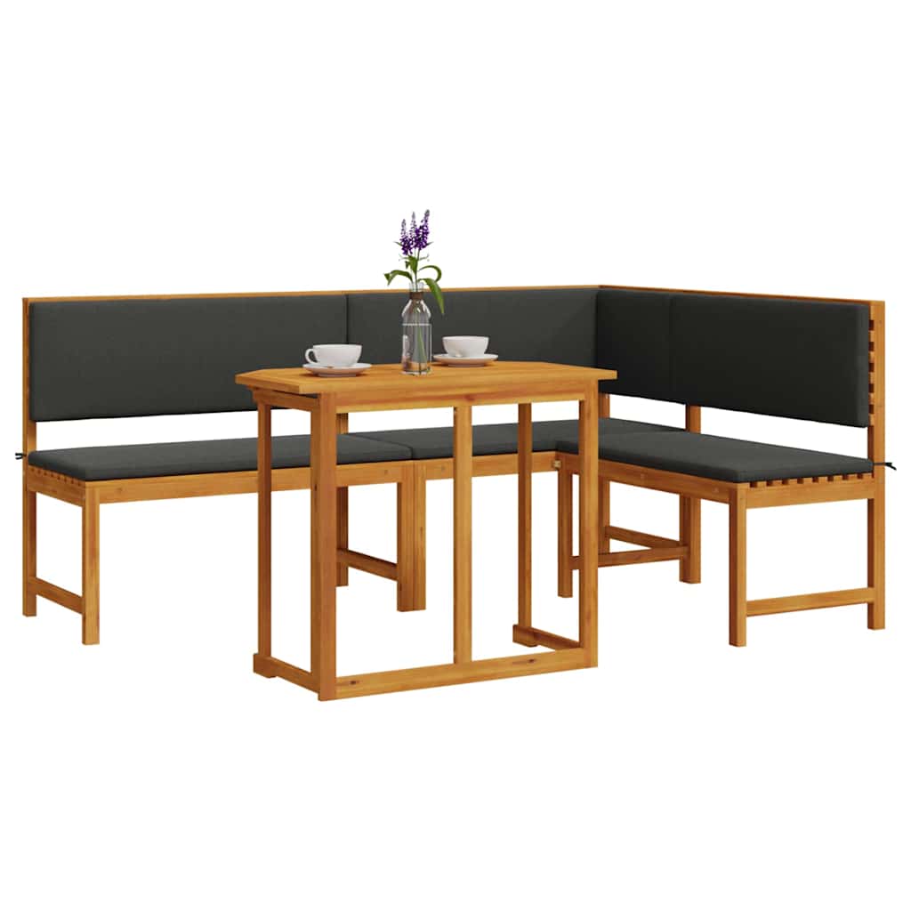 Set Panchina da Giardino 3 pcs Marrone legno massello di acacia