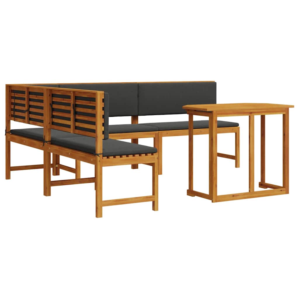 Set Panchina da Giardino 4 pcs Marrone legno massello di acacia