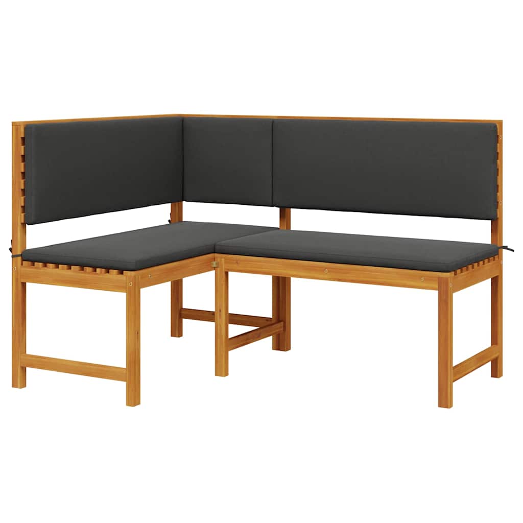 Set Panchina da Giardino 4 pcs Marrone legno massello di acacia