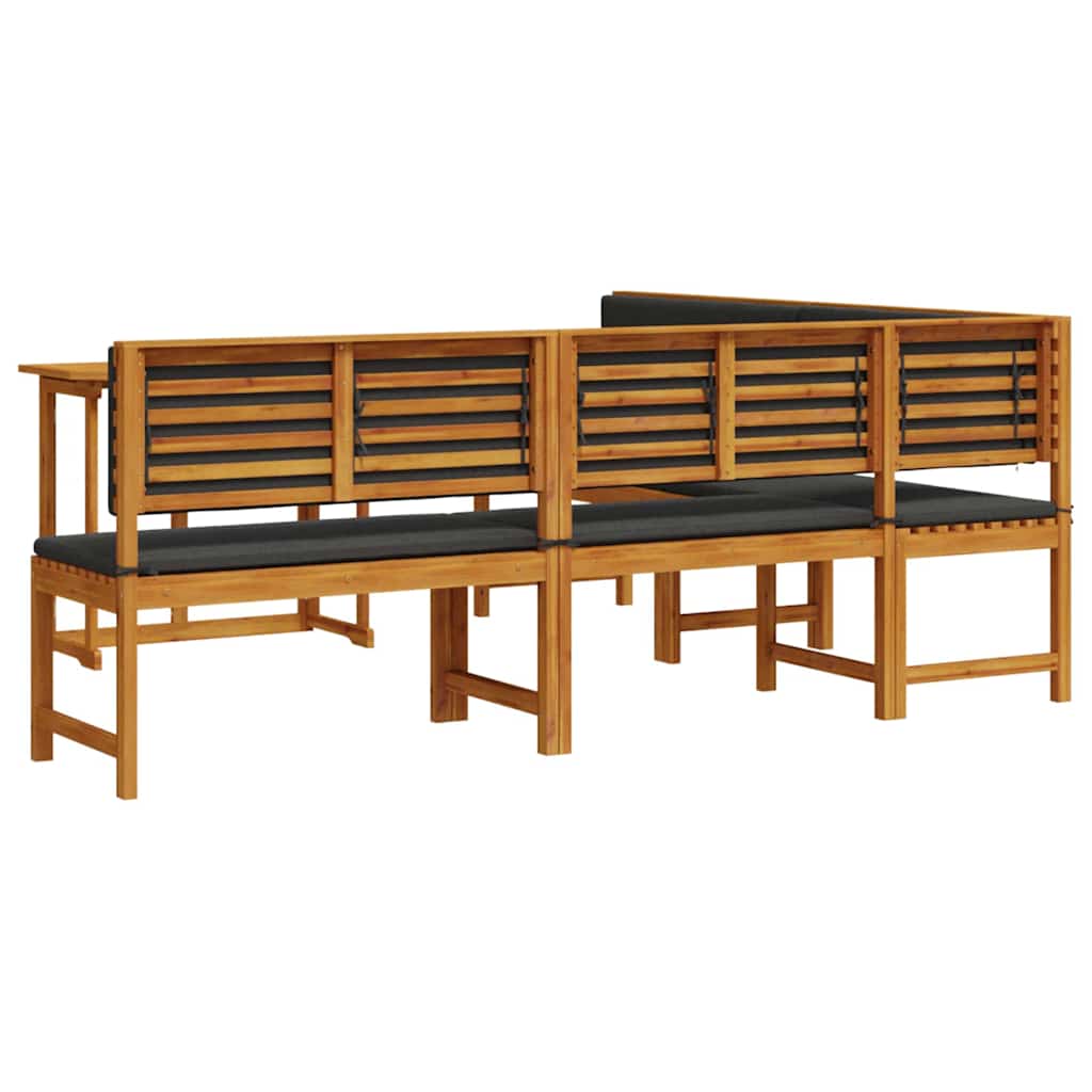 Set Panchina da Giardino 4 pcs Marrone legno massello di acacia