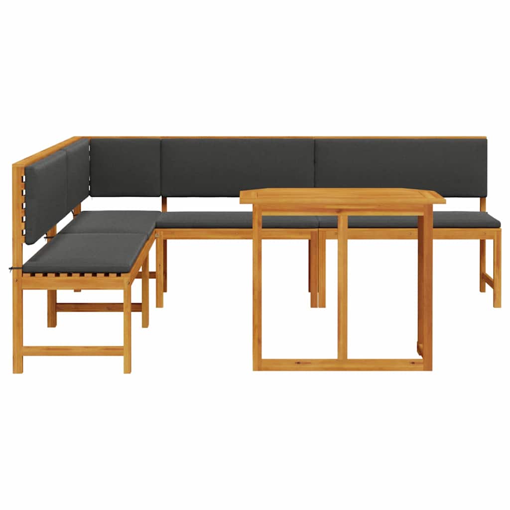 Set Panchina da Giardino 4 pcs Marrone legno massello di acacia