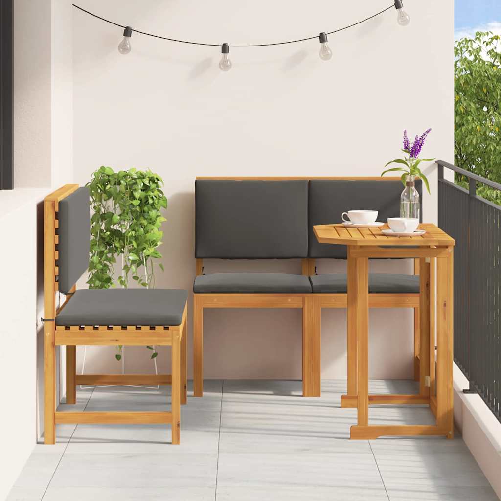 Set Bistro da Giardino 3 pcs Marrone legno massello di acacia