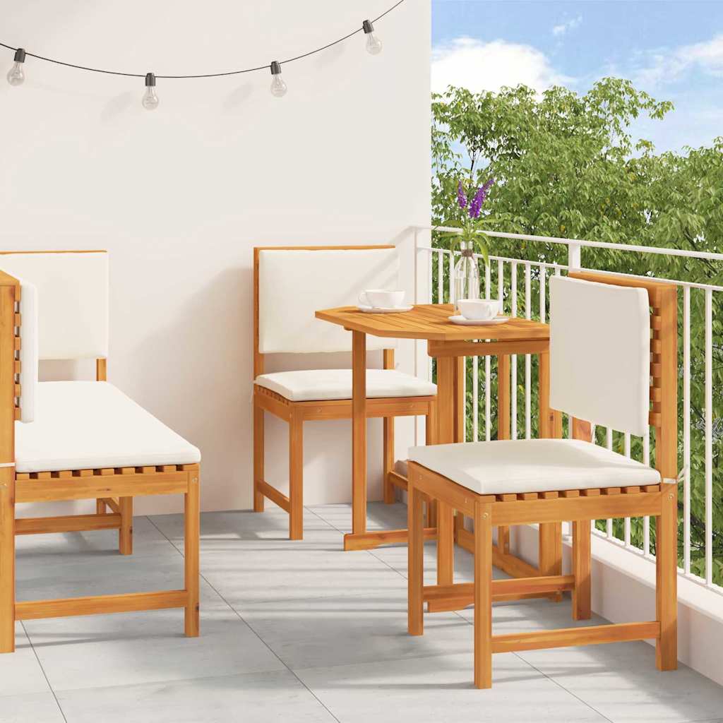 Set Bistro da Giardino 4 pcs Marrone legno massello di acacia