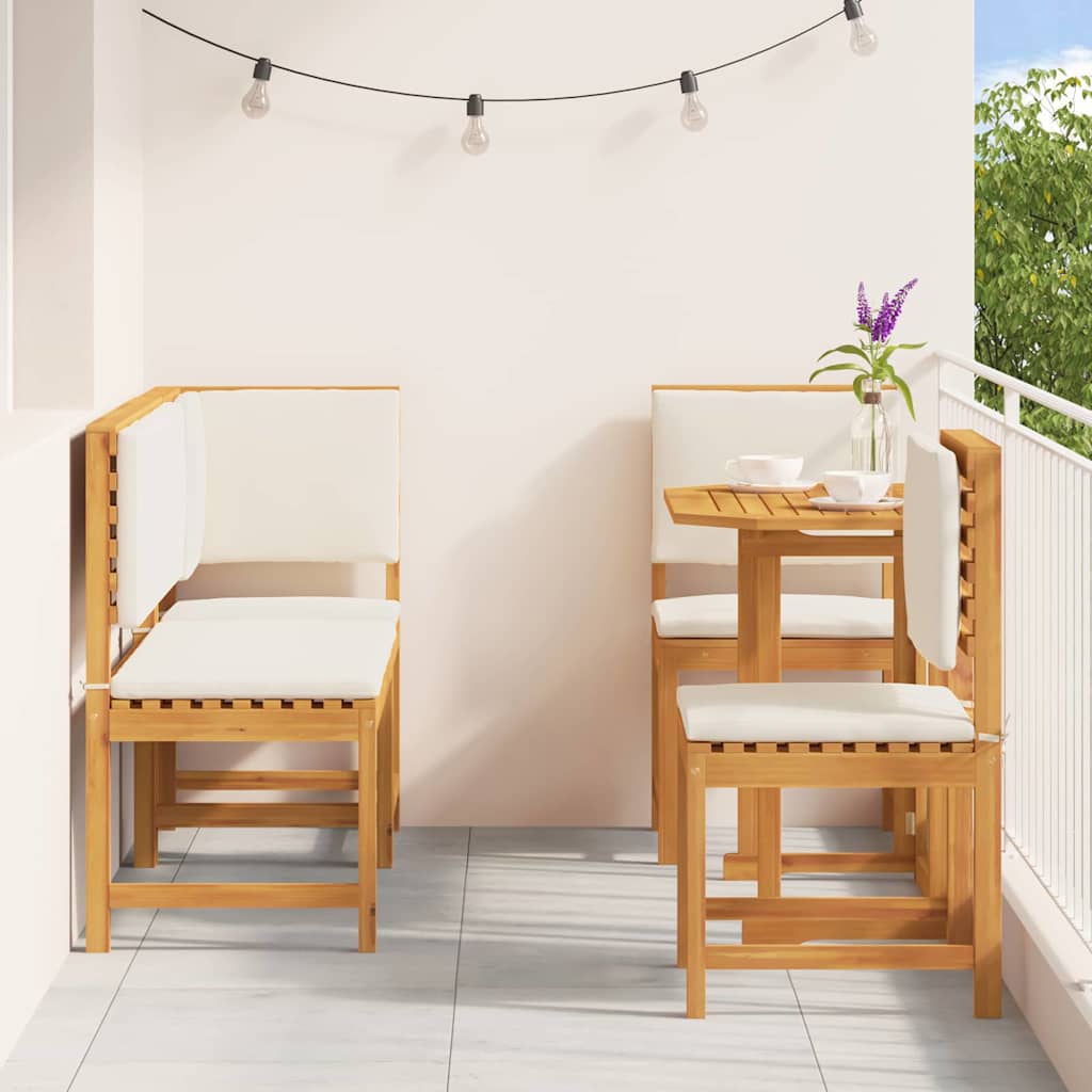 Set Bistro da Giardino 4 pcs Marrone legno massello di acacia
