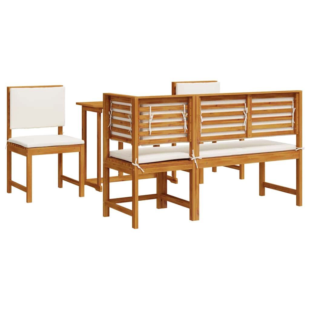 Set Bistro da Giardino 4 pcs Marrone legno massello di acacia