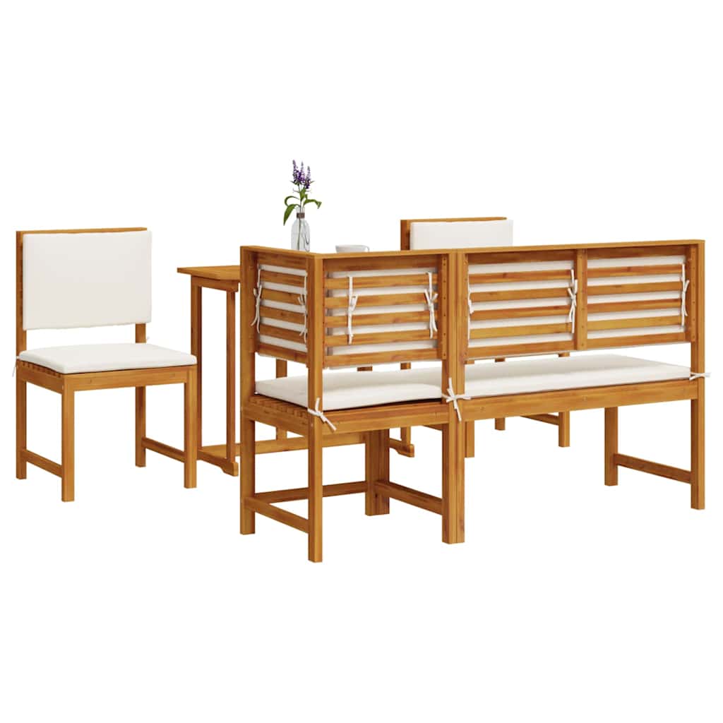 Set Bistro da Giardino 4 pcs Marrone legno massello di acacia
