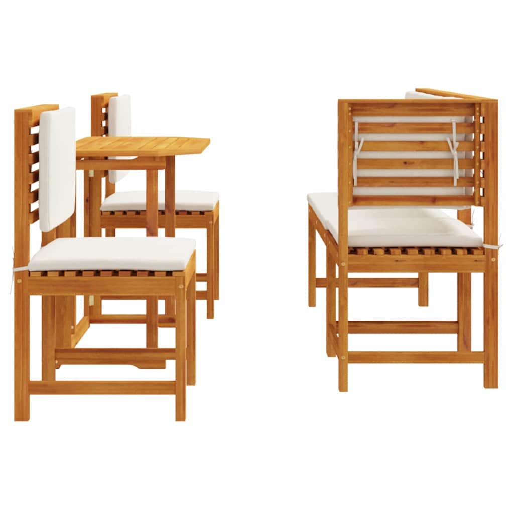 Set Bistro da Giardino 4 pcs Marrone legno massello di acacia