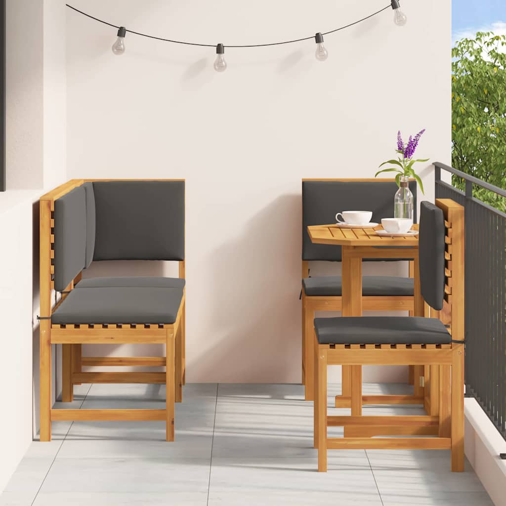 Set Bistro da Giardino 4 pcs Marrone legno massello di acacia