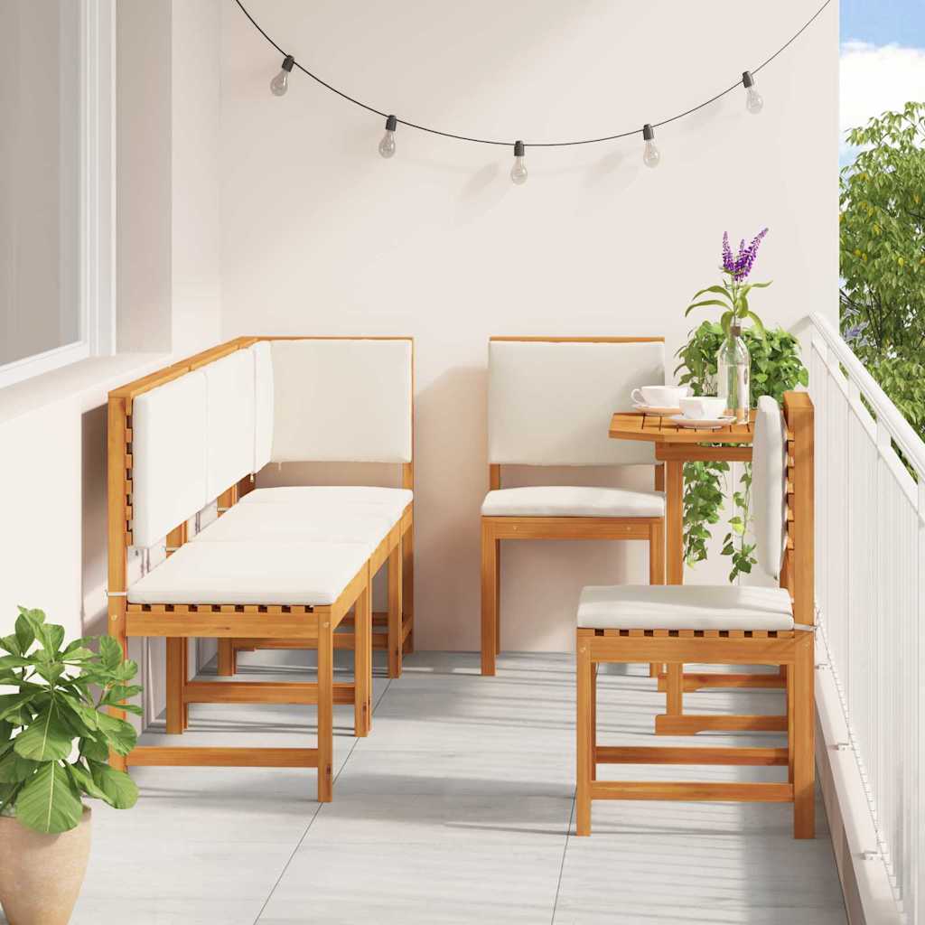 Set Bistro da Giardino 6 pcs Marrone legno massello di acacia