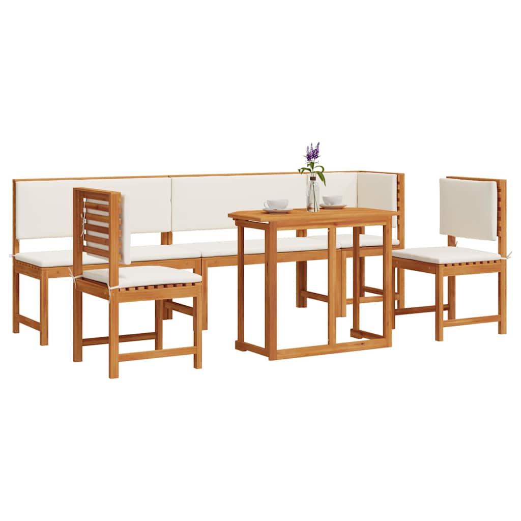 Set Bistro da Giardino 6 pcs Marrone legno massello di acacia