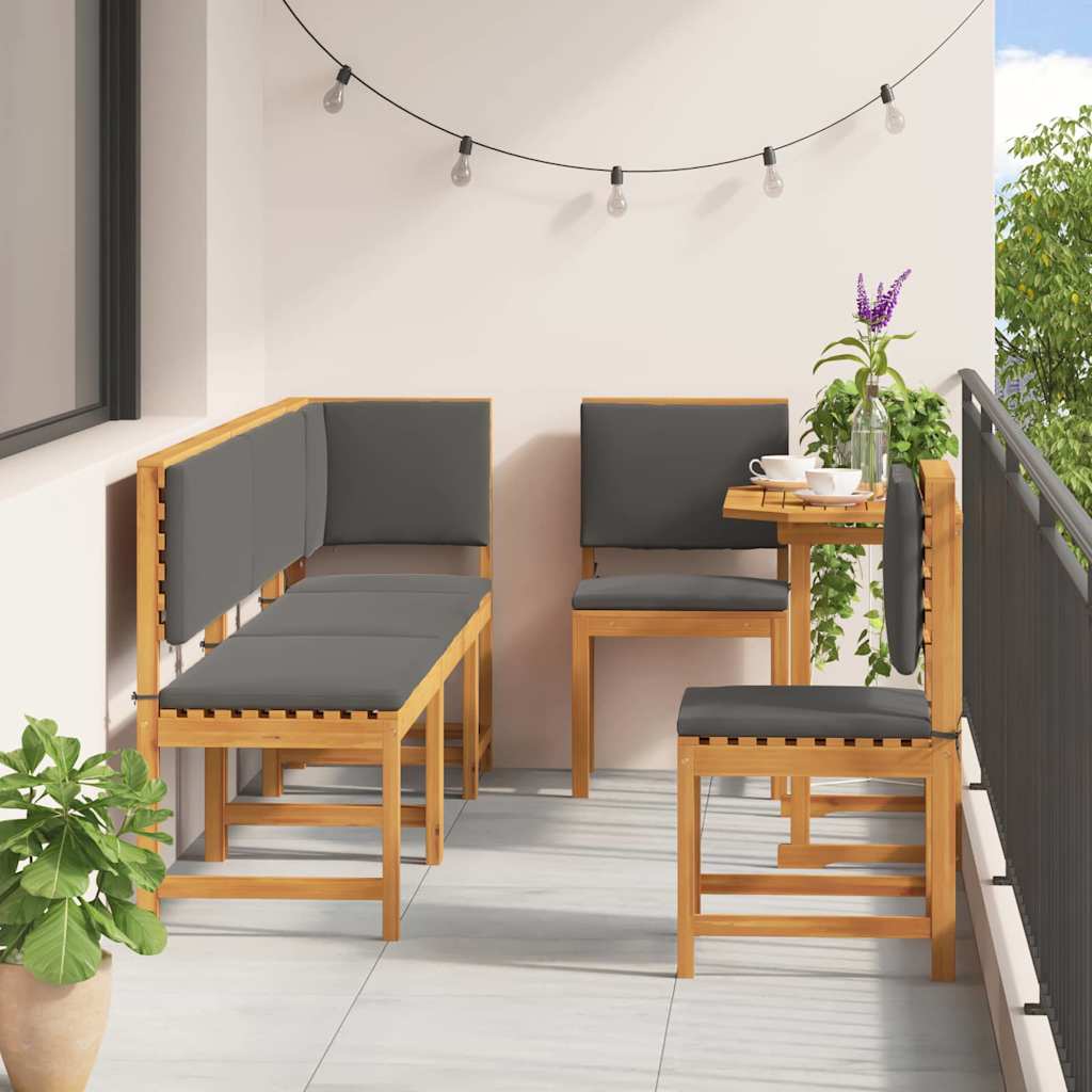 Set Bistro da Giardino 6 pcs Marrone legno massello di acacia