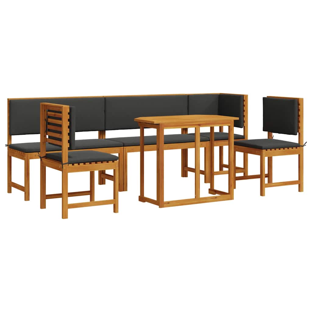Set Bistro da Giardino 6 pcs Marrone legno massello di acacia