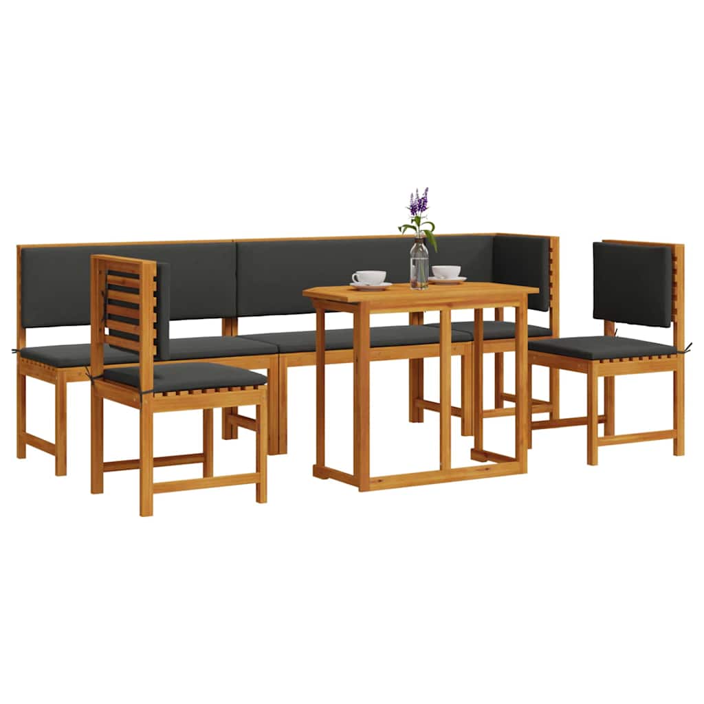 Set Bistro da Giardino 6 pcs Marrone legno massello di acacia