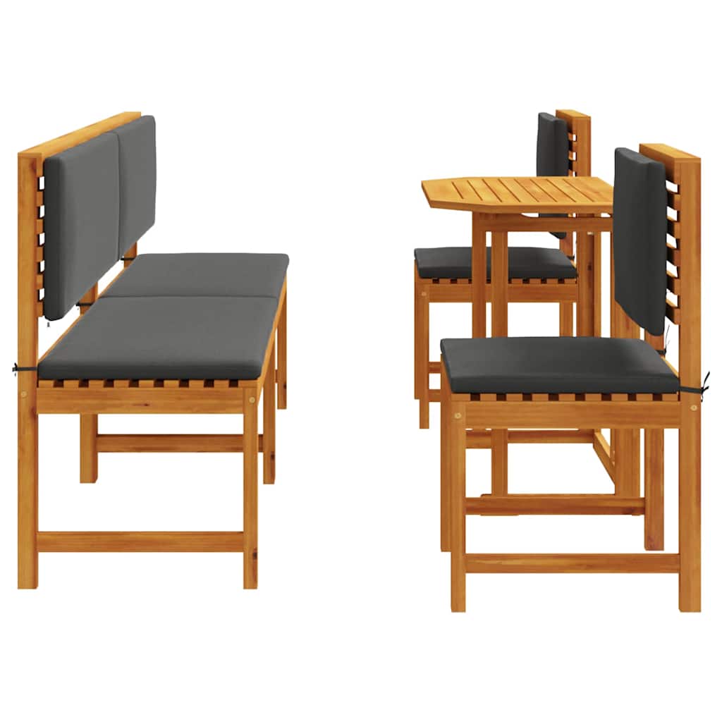 Set Bistro da Giardino 5 pcs Marrone legno massello di acacia
