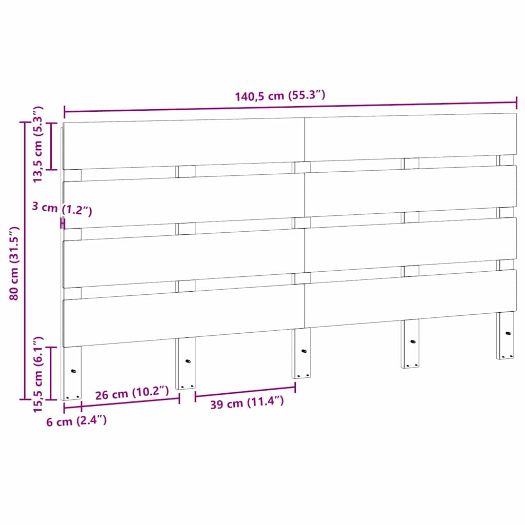 Testiera Marrone 140.5 x 3 x 80 cm Legno di pino massello