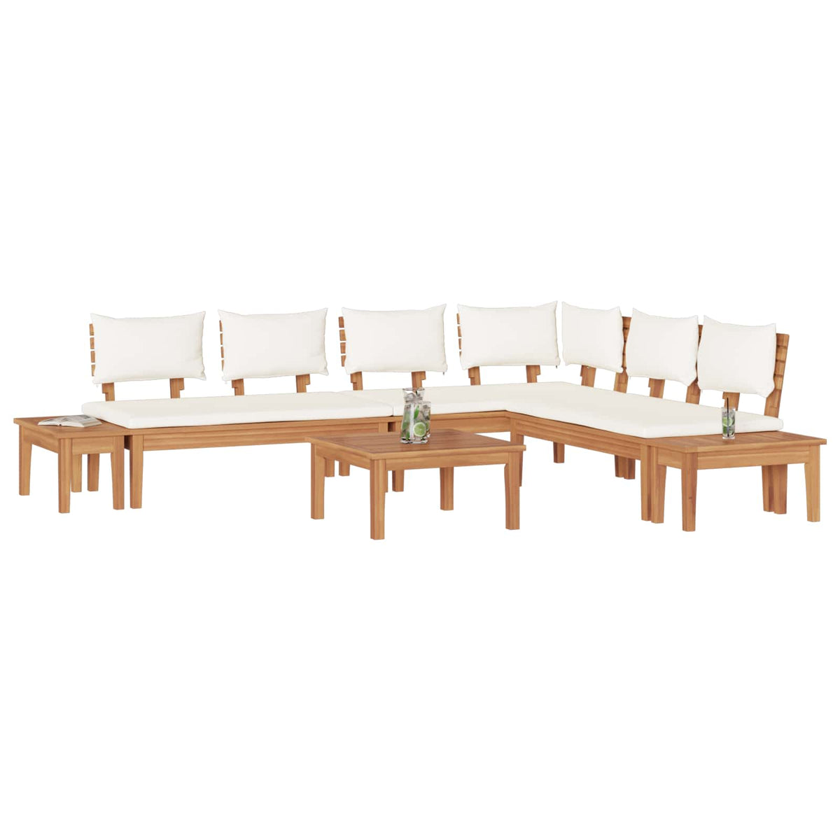Set Divano da Giardino 4 pz Marrone e Crema - homemem39
