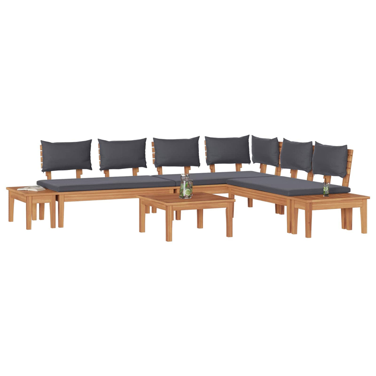Set Divano da Giardino 3 pz Marrone e Grigio - homemem39
