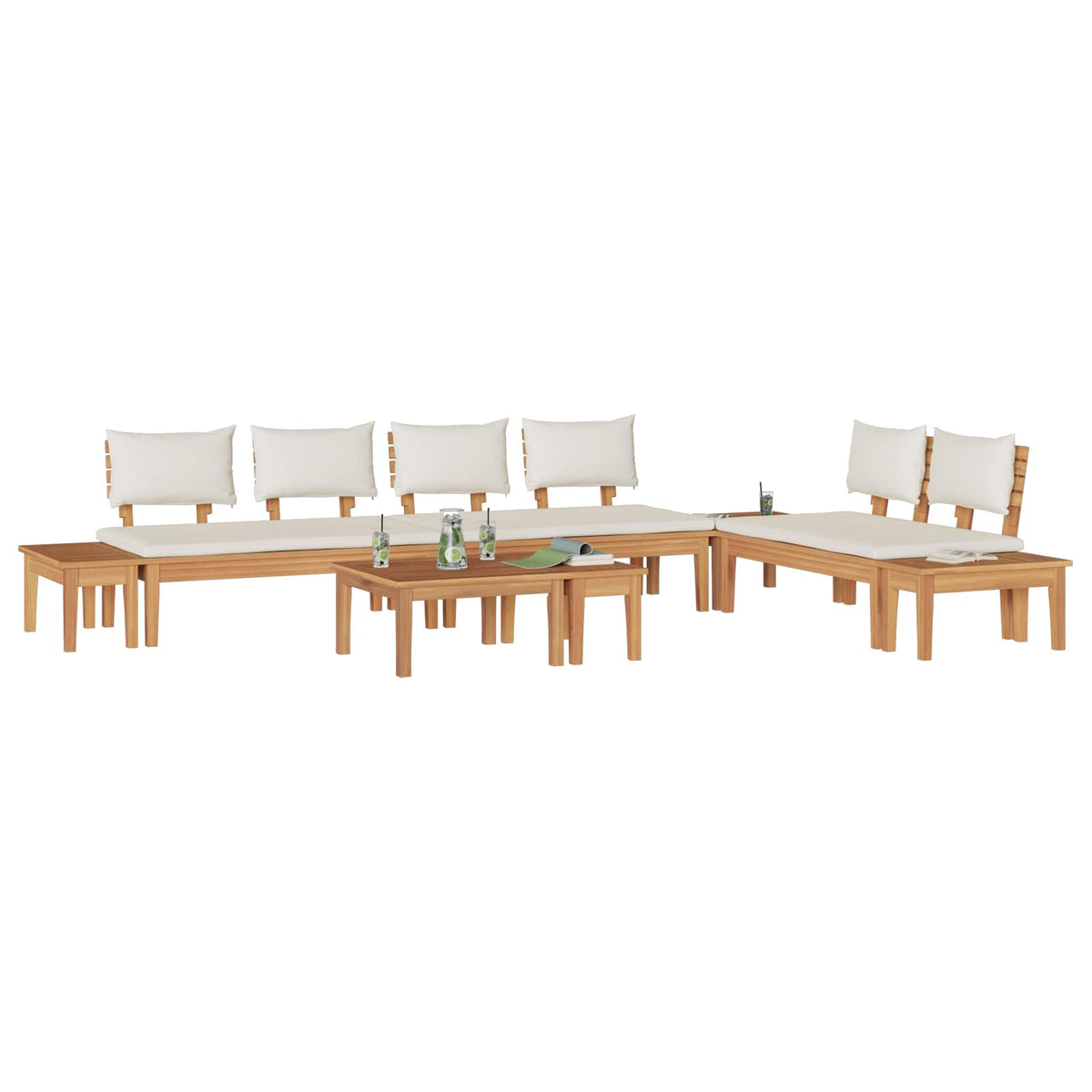 Set Divano da Giardino 5 pz Marrone e Crema - homemem39
