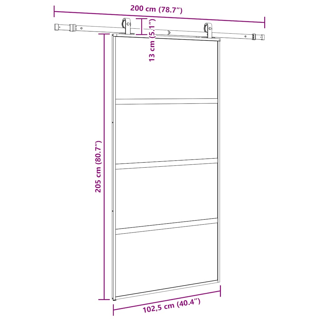 Porta Scorrevole Ferramenta Nera 102,5x205 cm Vetro Temperato | homemem39