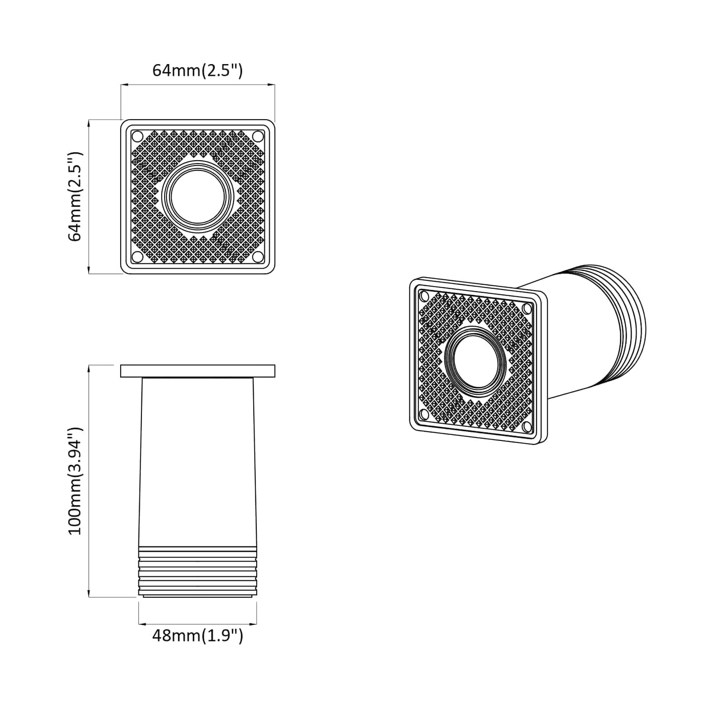 Piedini per mobili Regolabile 2 pcs Bianco 64 x 64 x 100 mm PP | homemem39
