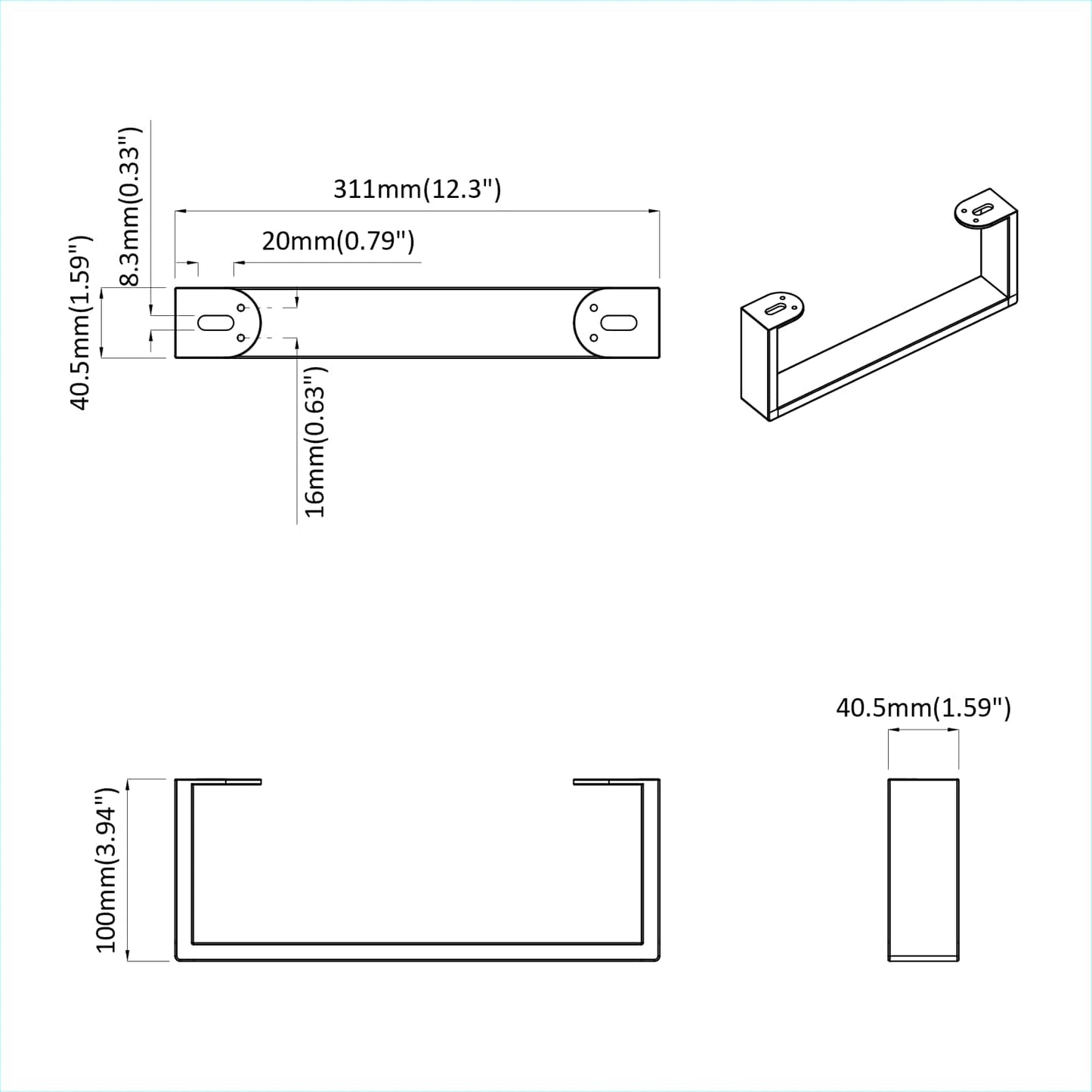 Piedini per mobili 12 pcs Nero 311 x 40,5 x 100 mm Ferro | homemem39