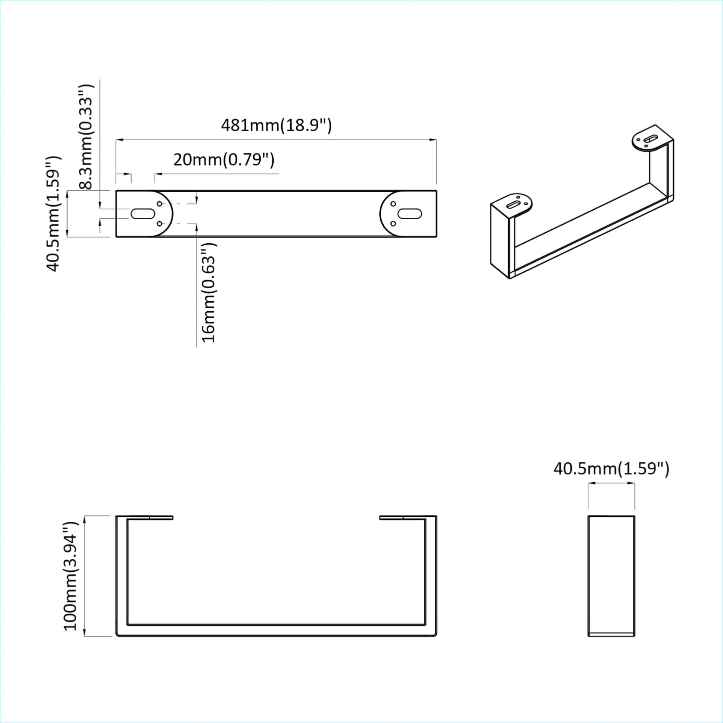 Piedini per mobili 12 pcs Nero 481 x 40,5 x 100 mm Ferro | homemem39