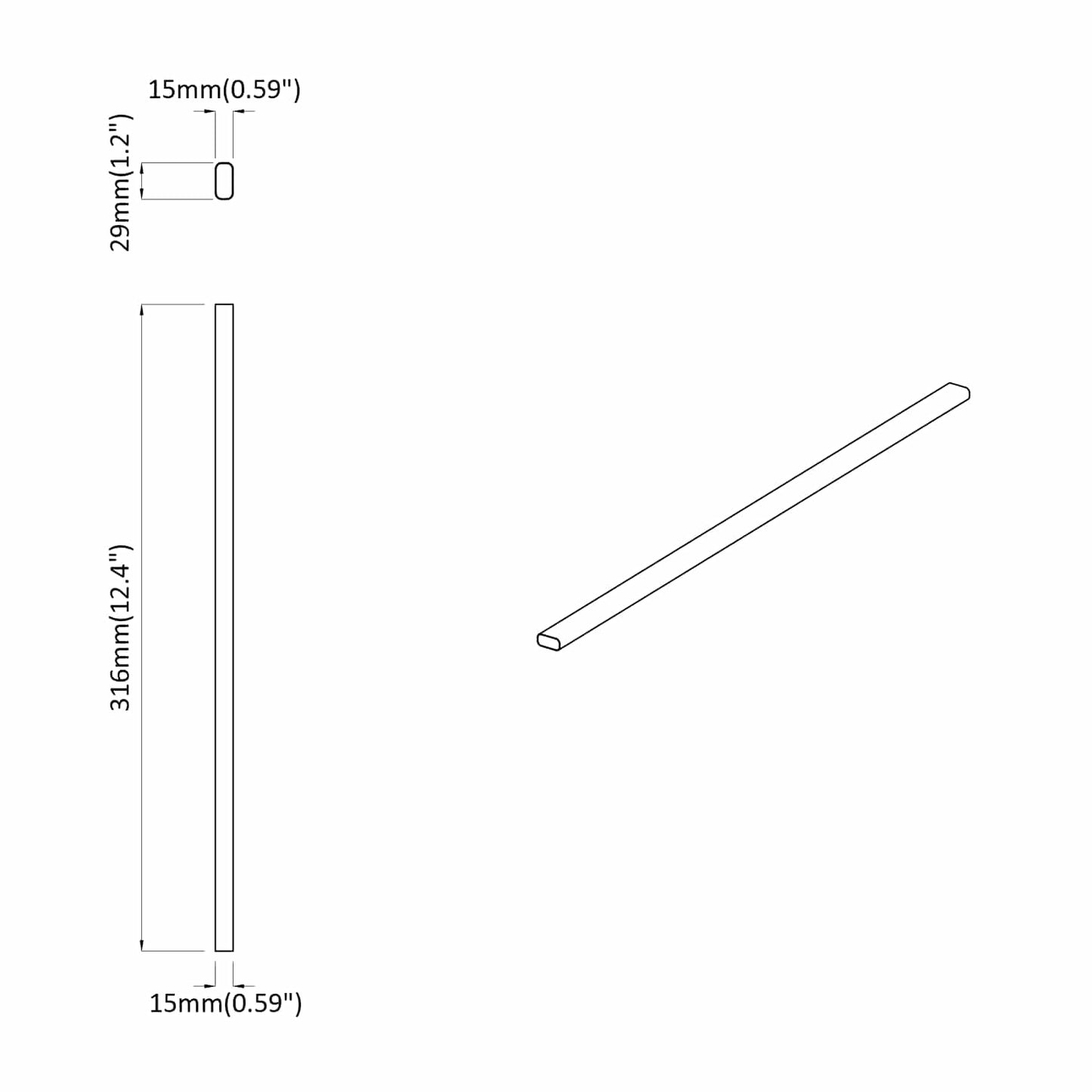 Asta per armadio 2 pcs Argento 316 x 15 x 29 mm | homemem39