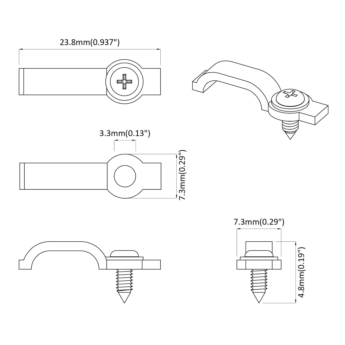 Clip per Striscia LED 12 pcs Trasparente 23,8 x 7,3 x 4,3 mm | homemem39