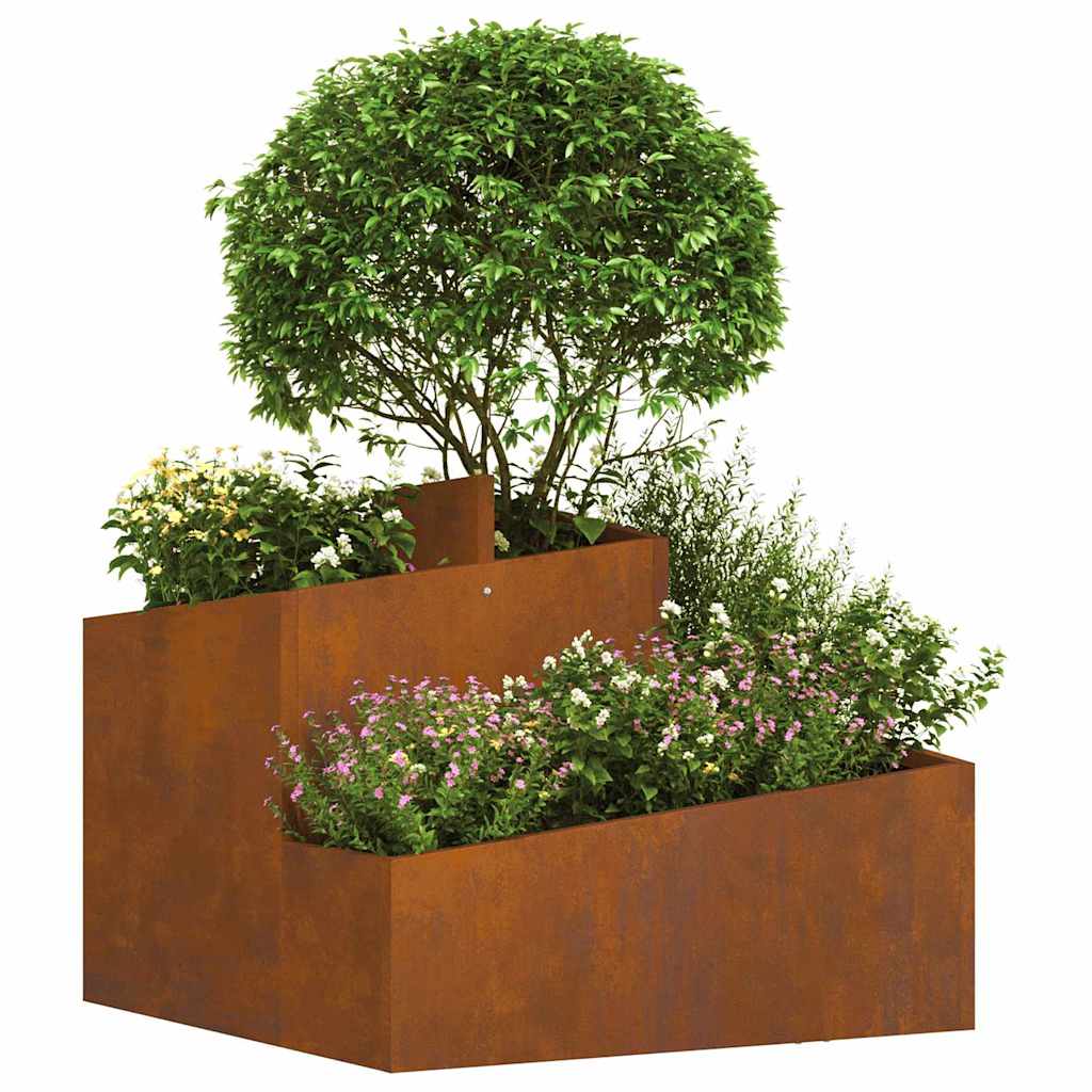 Vaso da giardino Marrone 60 x 60 x 50 cm acciaio corten