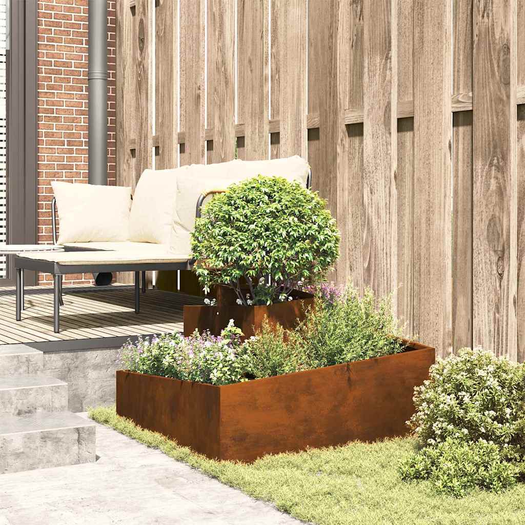 Vaso da giardino Marrone 80 x 80 x 50 cm acciaio corten
